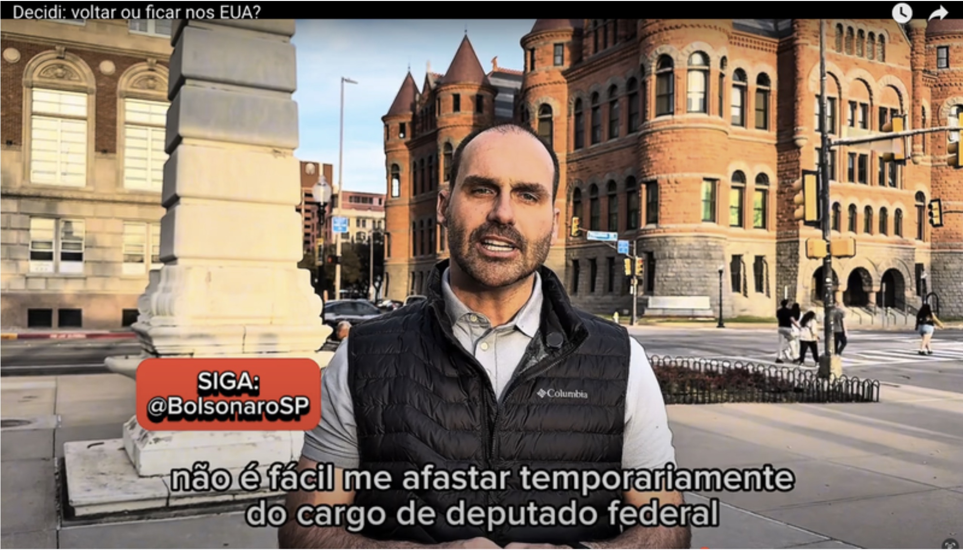 Reprodução de vídeo de Eduardo Bolsonaro