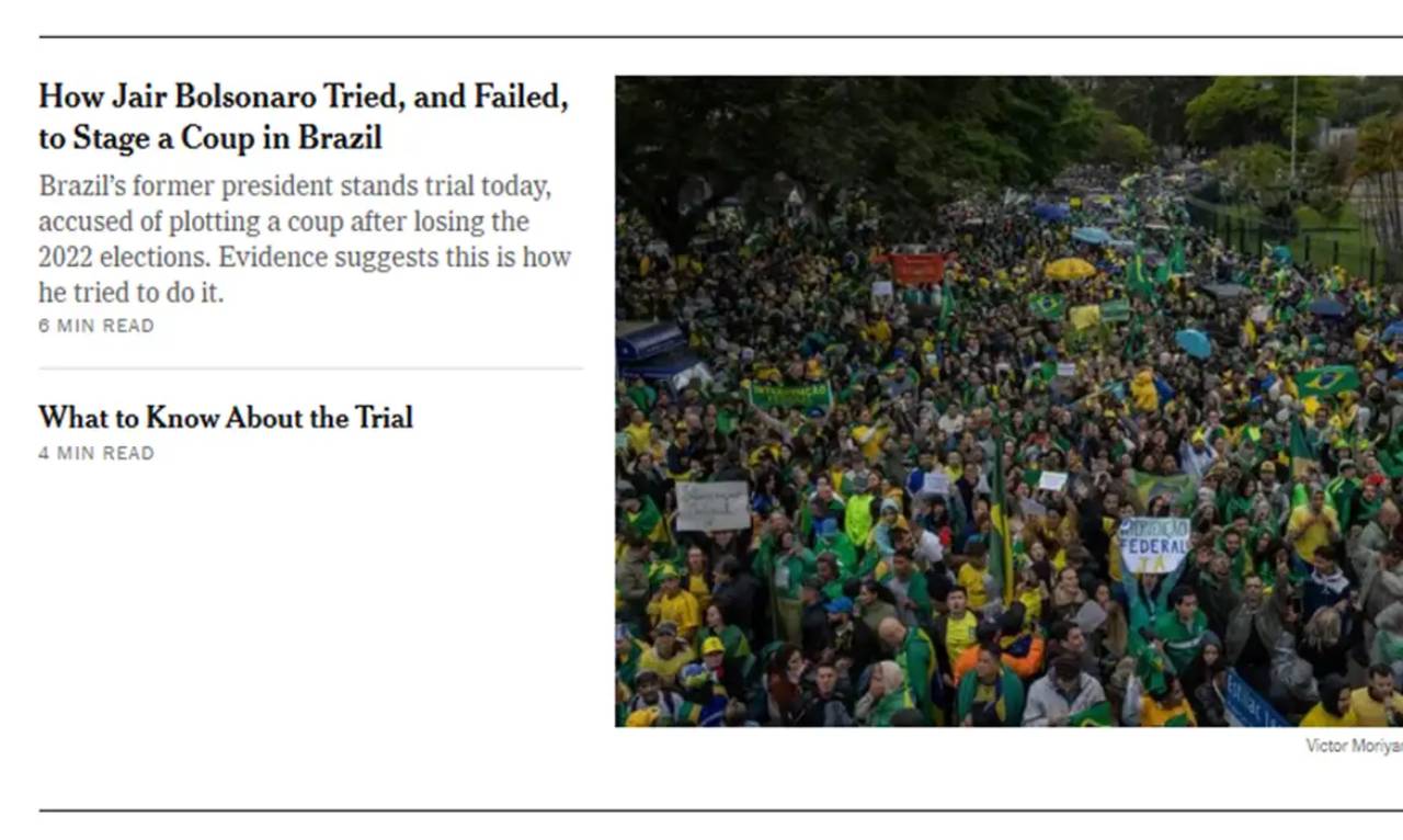 Reprodução de página de The New York Times