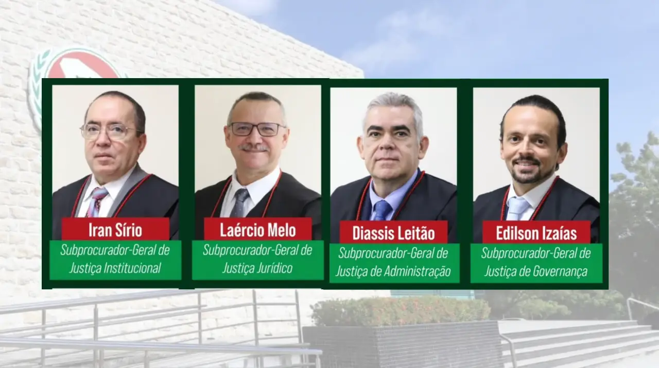 Empossados como subprocuradores-gerais de Justiça: Antônio Irã Coelho Sírio, Luís Laércio Fernandes Melo, Francisco de Assis Alves Leitão e Edilson Isaías de Jesus Júnior