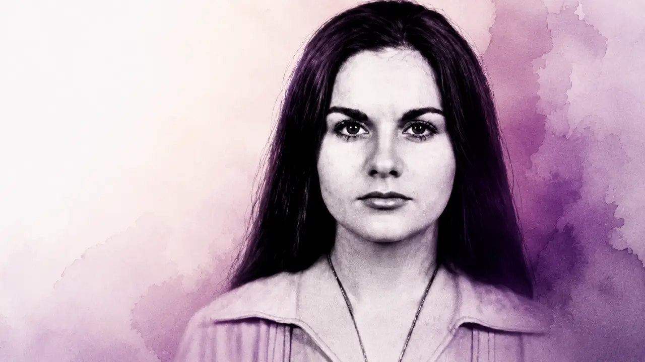 Arte com foto de Maria da Penha aos 20 anos